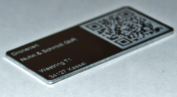 Praktisches kleines Aluminium-Kennzeichen mit e-ID