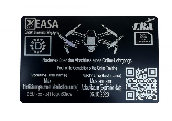 Drohnenführerschein ( Kompetenznachweis ) Zum Führen Von Drohnen A1/A3 Und A2 .. Auf Aluminium